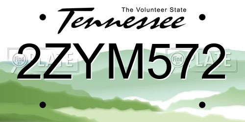 2ZYM572 Tennessee License Plate