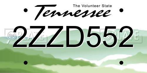 2ZZD552 Tennessee License Plate