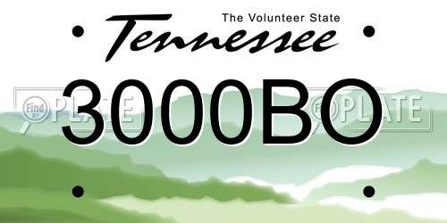 3000BO Tennessee License Plate