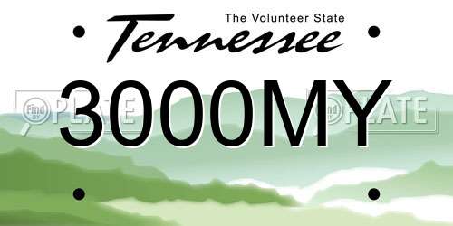 3000MY Tennessee License Plate