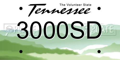 3000SD Tennessee License Plate