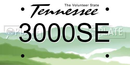 3000SE Tennessee License Plate