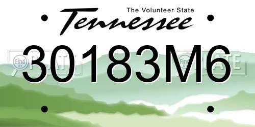 30183M6 Tennessee License Plate