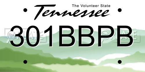 301BBPB Tennessee License Plate