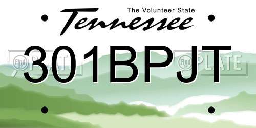 301BPJT Tennessee License Plate