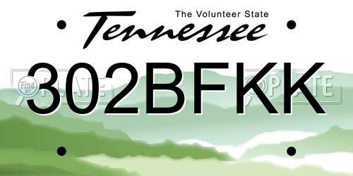 302BFKK Tennessee License Plate