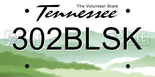 302BLSK Tennessee License Plate