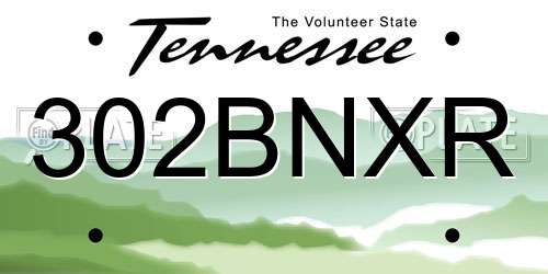 302BNXR Tennessee License Plate