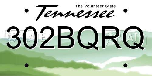 302BQRQ Tennessee License Plate