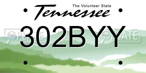 302BYY Tennessee License Plate