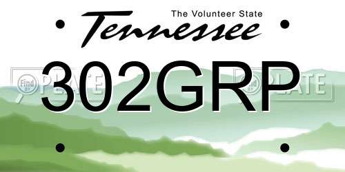 302GRP Tennessee License Plate