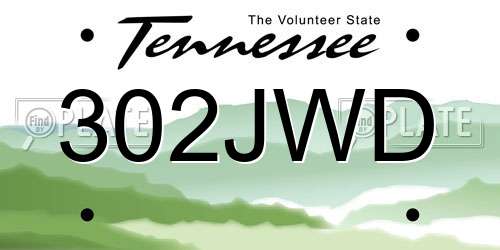 302JWD Tennessee License Plate
