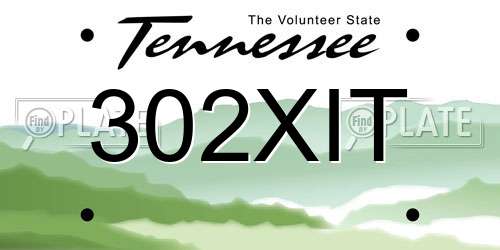 302XIT Tennessee License Plate