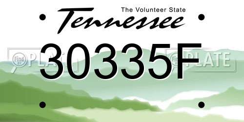 30335F Tennessee License Plate