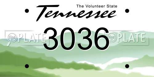 3036 Tennessee License Plate