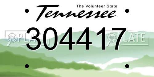 304417 Tennessee License Plate