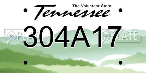 304A17 Tennessee License Plate