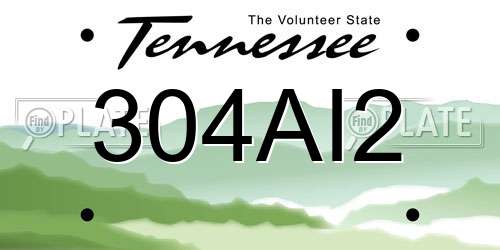 304AI2 Tennessee License Plate