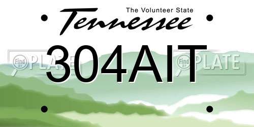 304AIT Tennessee License Plate