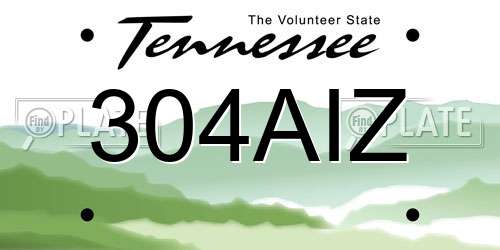 304AIZ Tennessee License Plate