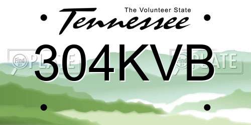 304KVB Tennessee License Plate