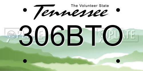 306BTO Tennessee License Plate