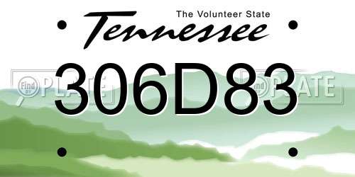 306D83 Tennessee License Plate