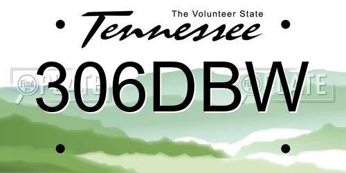 306DBW Tennessee License Plate