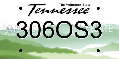 306OS3 Tennessee License Plate