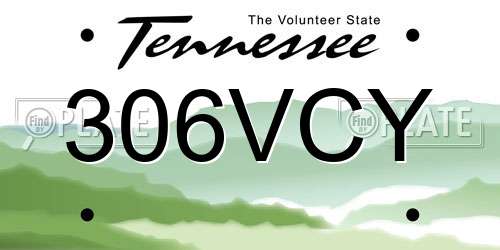 306VCY Tennessee License Plate