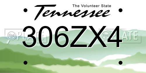 306ZX4 Tennessee License Plate