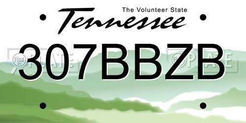 307BBZB Tennessee License Plate