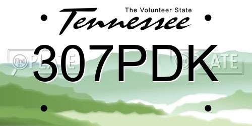 307PDK Tennessee License Plate