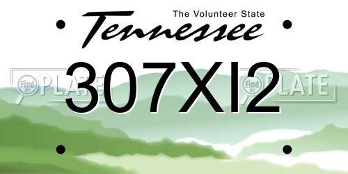 307XI2 Tennessee License Plate