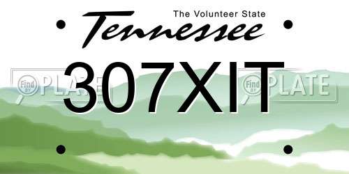 307XIT Tennessee License Plate