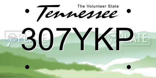 307YKP Tennessee License Plate