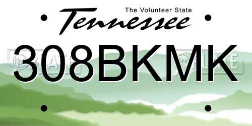 308BKMK Tennessee License Plate