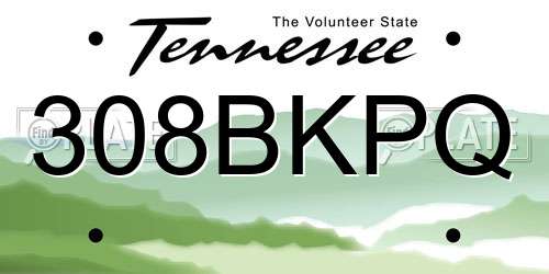 308BKPQ Tennessee License Plate