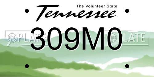 309M0 Tennessee License Plate