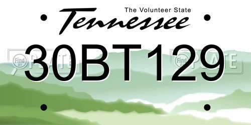 30BT129 Tennessee License Plate