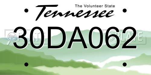 30DA062 Tennessee License Plate