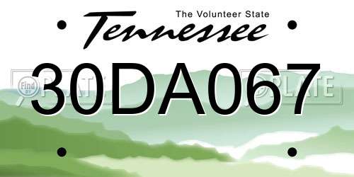 30DA067 Tennessee License Plate