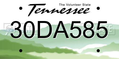 30DA585 Tennessee License Plate