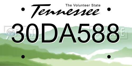 30DA588 Tennessee License Plate
