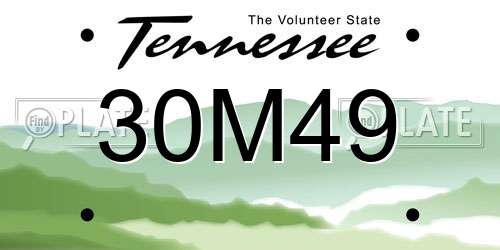 30M49 Tennessee License Plate