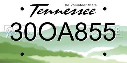 30OA855 Tennessee License Plate