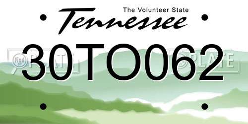 30TO062 Tennessee License Plate