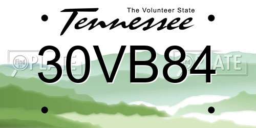 30VB84 Tennessee License Plate