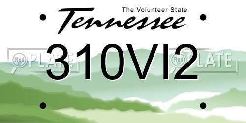 310VI2 Tennessee License Plate