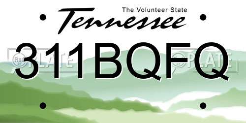 311BQFQ Tennessee License Plate